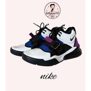 Nike Air Force 270 Kids 6.5Y White Black Blue Purple AJ8208-102 High Top Sneaker